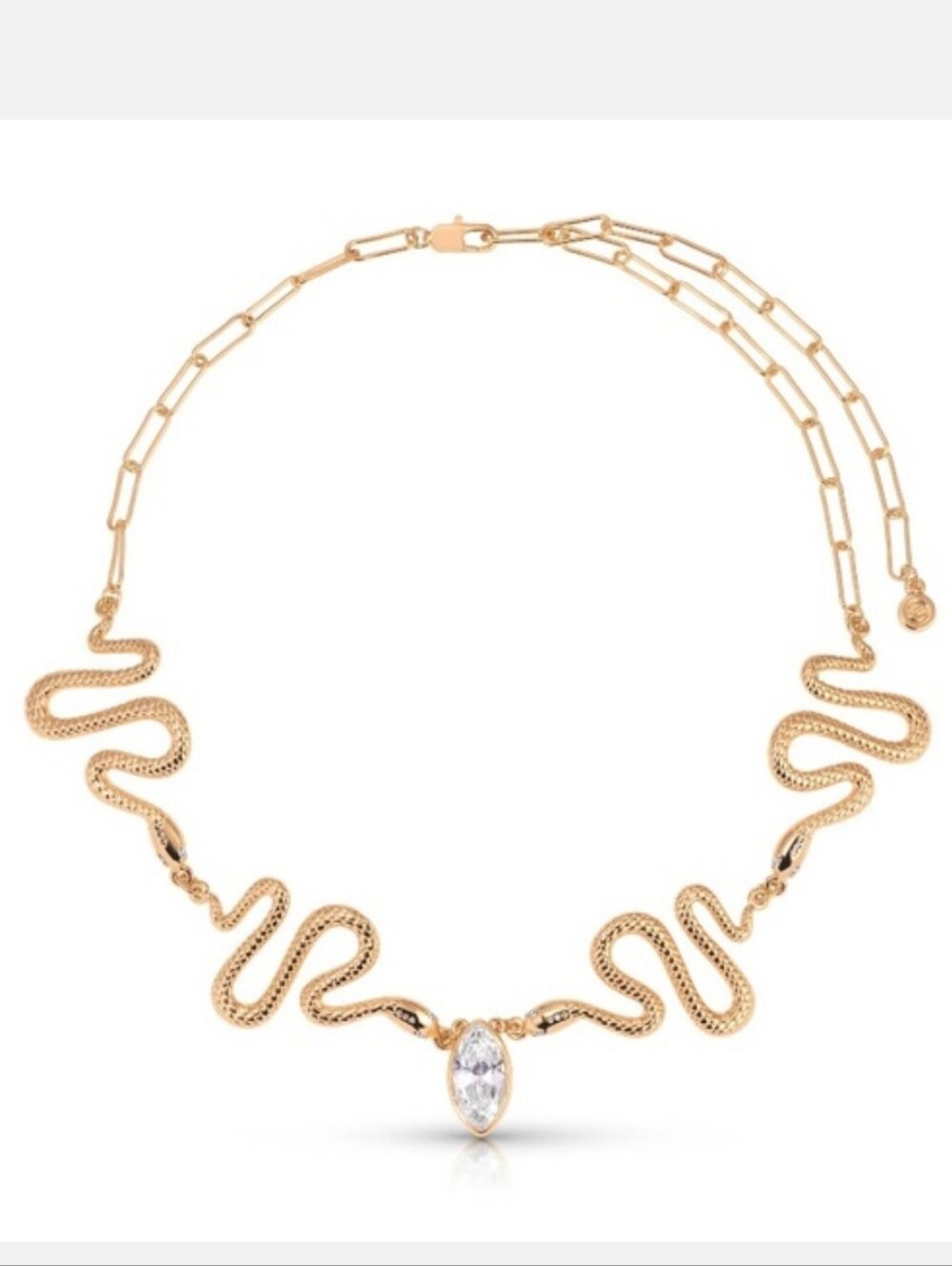 Ettika Serpentina Choker Necklace - Gold Clear Gem New BNIB - Picture 2 of 5